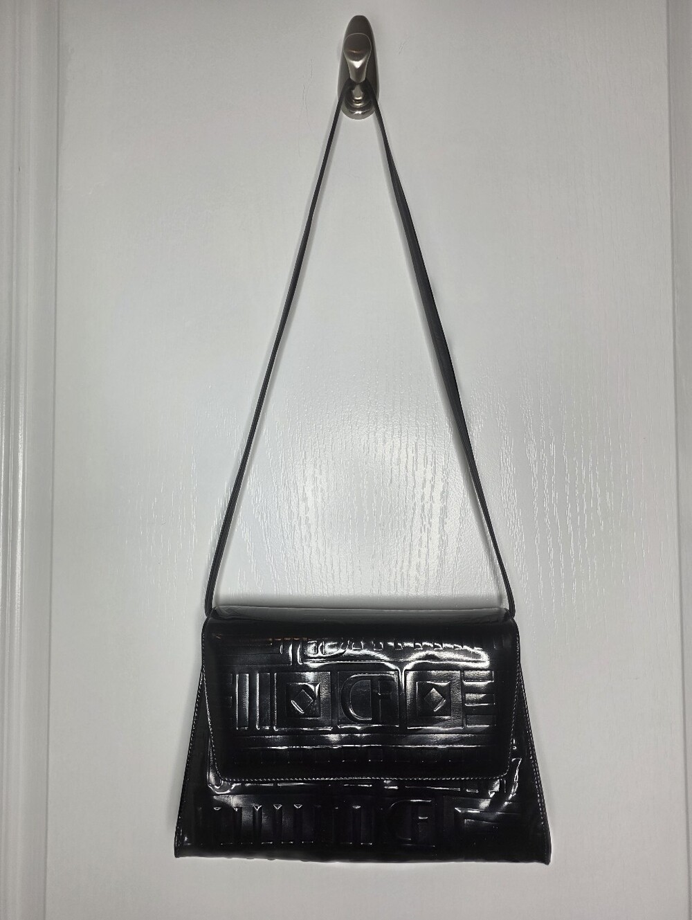 Due Fratelli Genuine Patent Leather Shoulder Bag With Detachable Strap